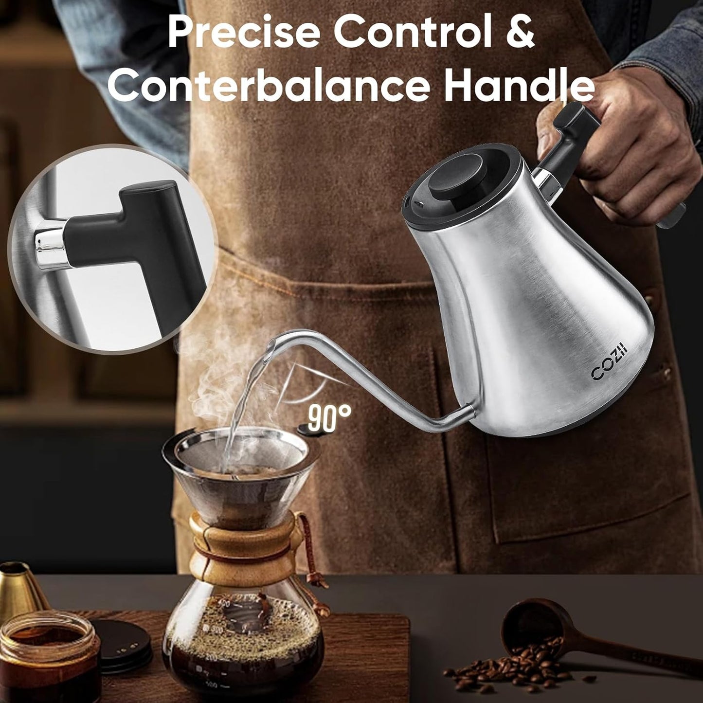 COZII Electric Coffee Kettle Sliver