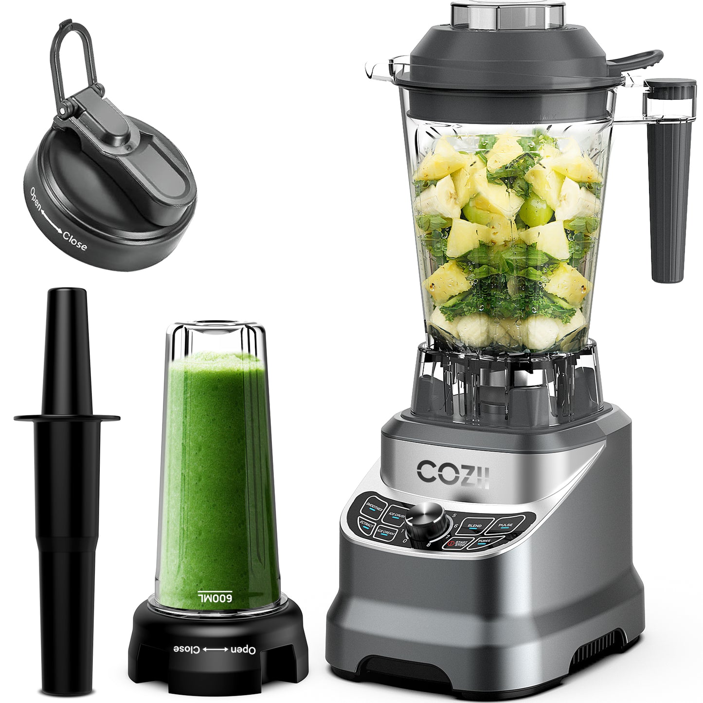 Blender, COZII 2000W Professional Countertop Smoothie Blender for Kitchen, 64 Oz Pitcher/1 * 21-Oz Blend To-go Cup BPA Free, 7 Preset Programs and 8 Speed Adjustment, Dishwasher Safe